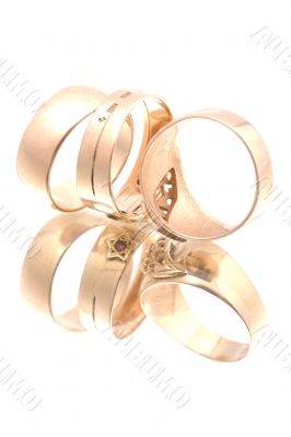 Golden rings on white