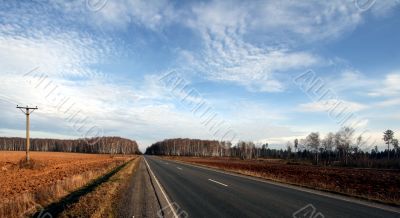 A way and fields in autumn
