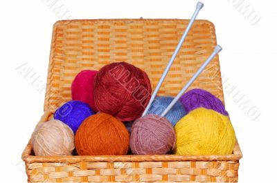 multicolored wool clews