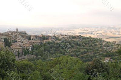 Panoramic view of Montalcino in Tuscany