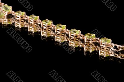 Golden chain on black macro