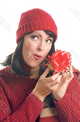 Attractive Woman Holds Gift