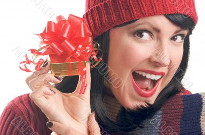 Attractive Woman Holds Gift
