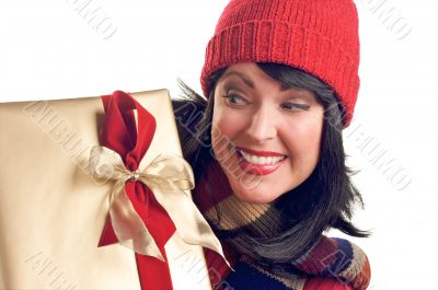 Attractive Woman Holds Gift