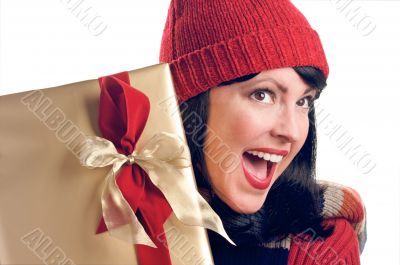 Attractive Woman Holds Gift