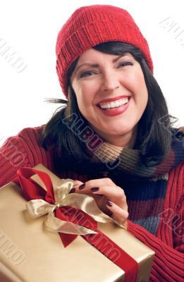 Attractive Woman Holds Gift