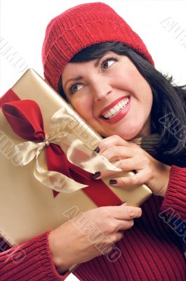 Attractive Woman Holds Gift