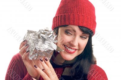 Attractive Woman Holds Gift