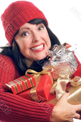 Attractive Woman Holds Gifts