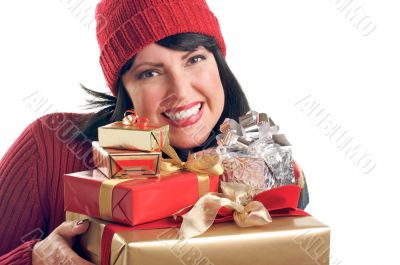 Attractive Woman Holds Gifts