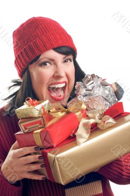 Attractive Woman Holds Gifts