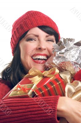 Attractive Woman Holds Gifts