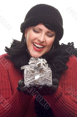 Attractive Woman Holds Gift
