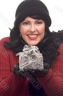 Attractive Woman Holds Gift