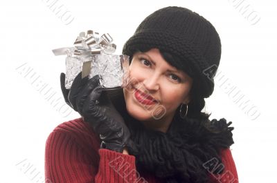 Attractive Woman Holds Gift