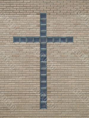 glass cross in a wall