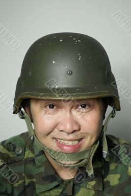 Happy asian soldier
