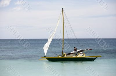 Lonely boat at ocean