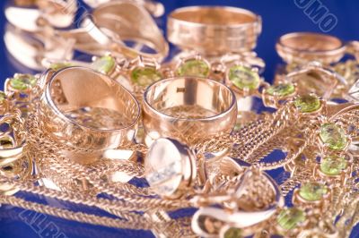 Gold valuable on blue