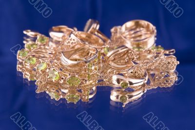 Golden valuable on blue