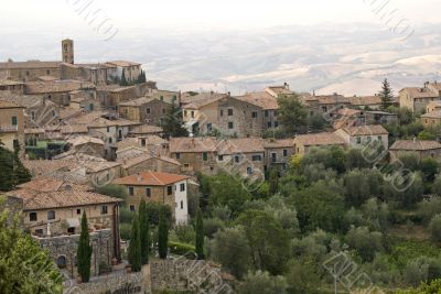 Panoramic view of Montalcino in Tuscany