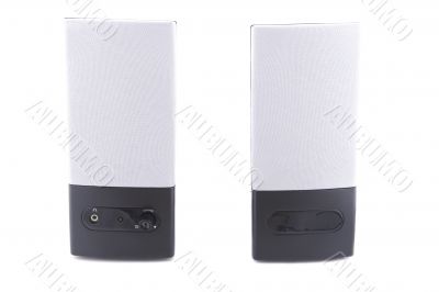 black desktop speakers