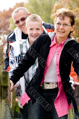 Happy mother on the bridge