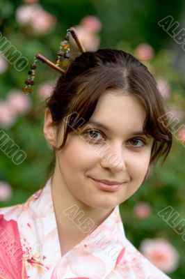 Girl in a flower yukata
