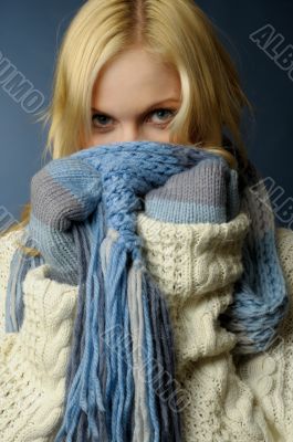 blonde girl in winter clothes