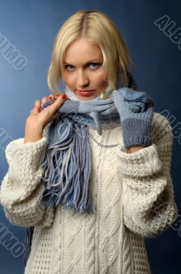 blonde girl in winter clothes