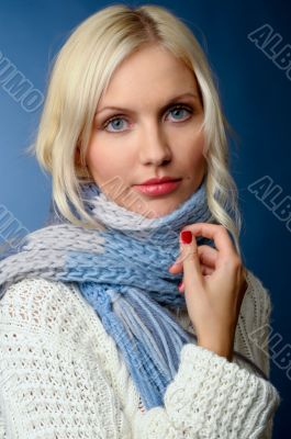 blonde girl in winter clothes