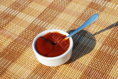 cup with pizza sauce