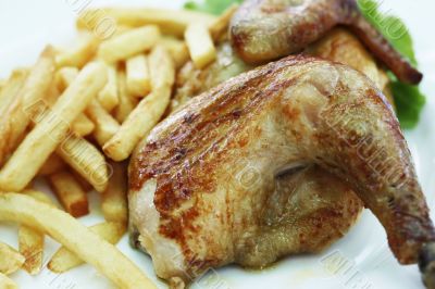 Chicken grill with a potato
