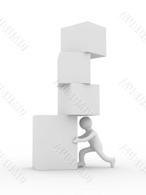 Unstable balance. Isolated 3D image on white background.