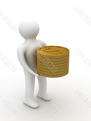 person with money for a white background. Isolated 3D image