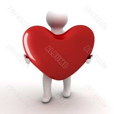 Heart in a gift. Isolated 3D image.