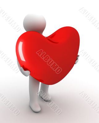 Heart in a gift. Isolated 3D image.