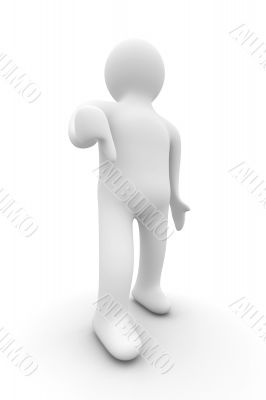 person a lowering finger downwards. Isolated 3D image.