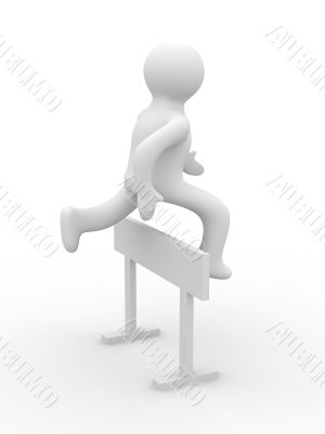 sportsman overcoming an obstacle in a white background. 3D image