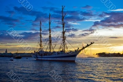 Frigate on Neva river