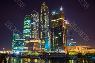 Skyscrapers at nighttime