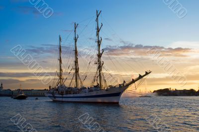Old frigate on Neva river