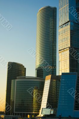 Skyscrapers at sunset