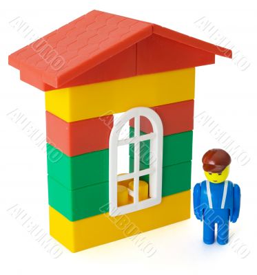 Toy house and little man