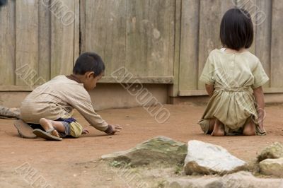 Hmong children when playing in Laos