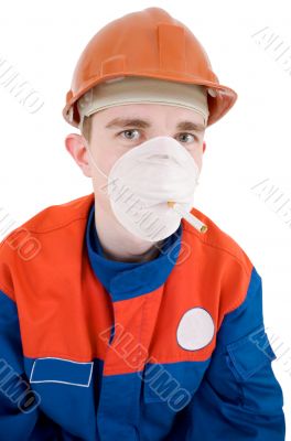 Man in respirator