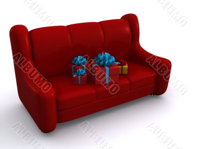 red sofa