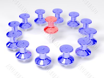 Colored plastic pushpins