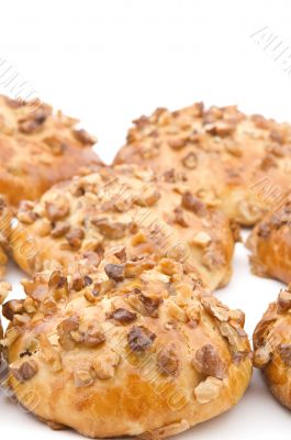 baking bun on white closeup