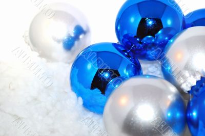 Blue and silver ornaments